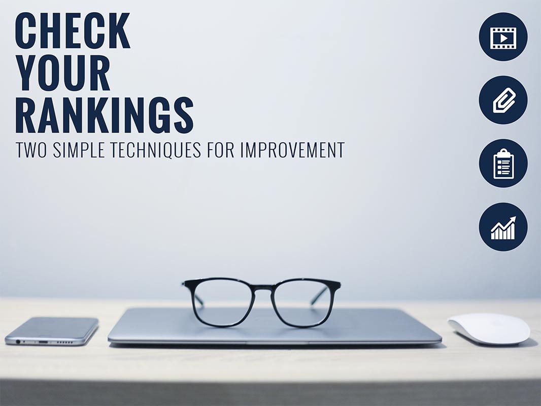 Illustration showing keyword ranking elements with a laptop plus glasses - on top of laptop -Represents SEO performance and keyword analysis in a clean, professional style without any characters or text